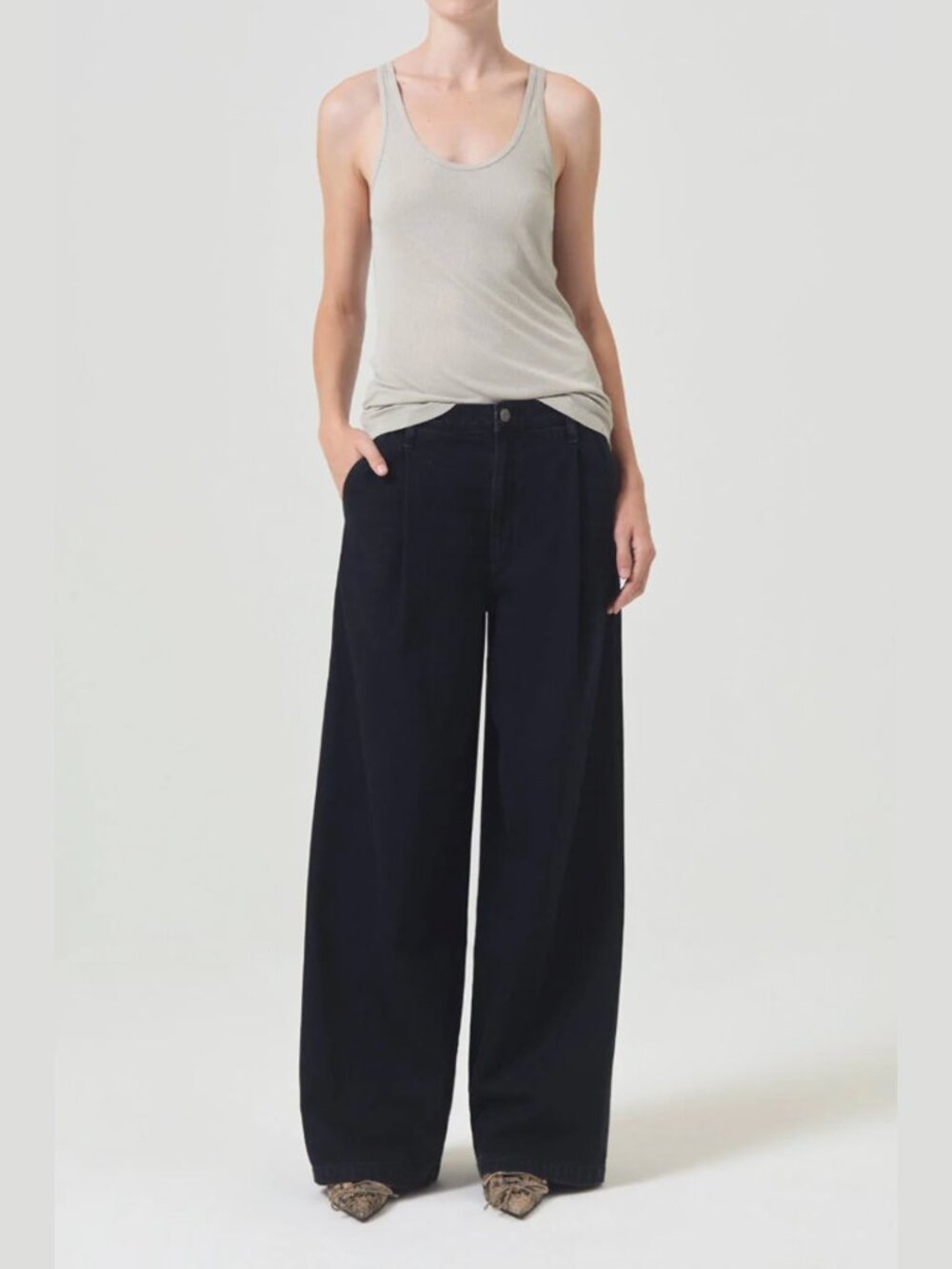 Agolde Ellis Wide Leg Jeans - Crushed (Faded Black) - 27 - Picture 2 of 3